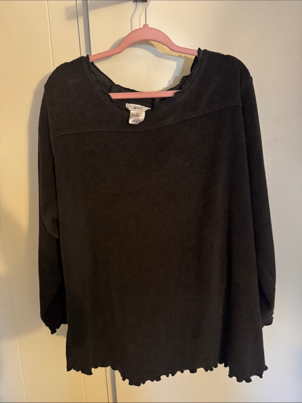 Roaman’s Black Fleece Long Sleeve Top